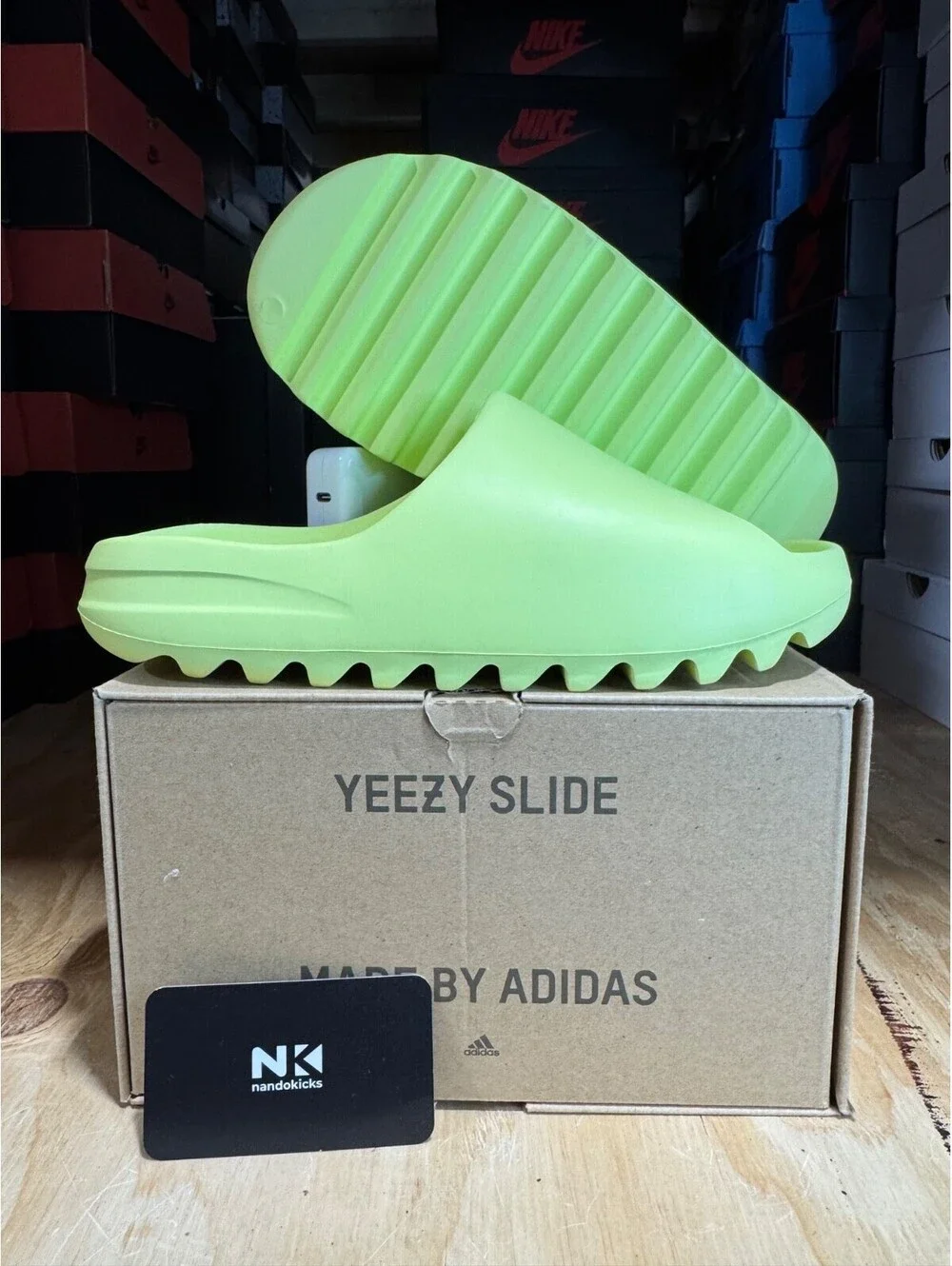Adidas Yeezy Slides 'Glow Green' MENS SZ 9